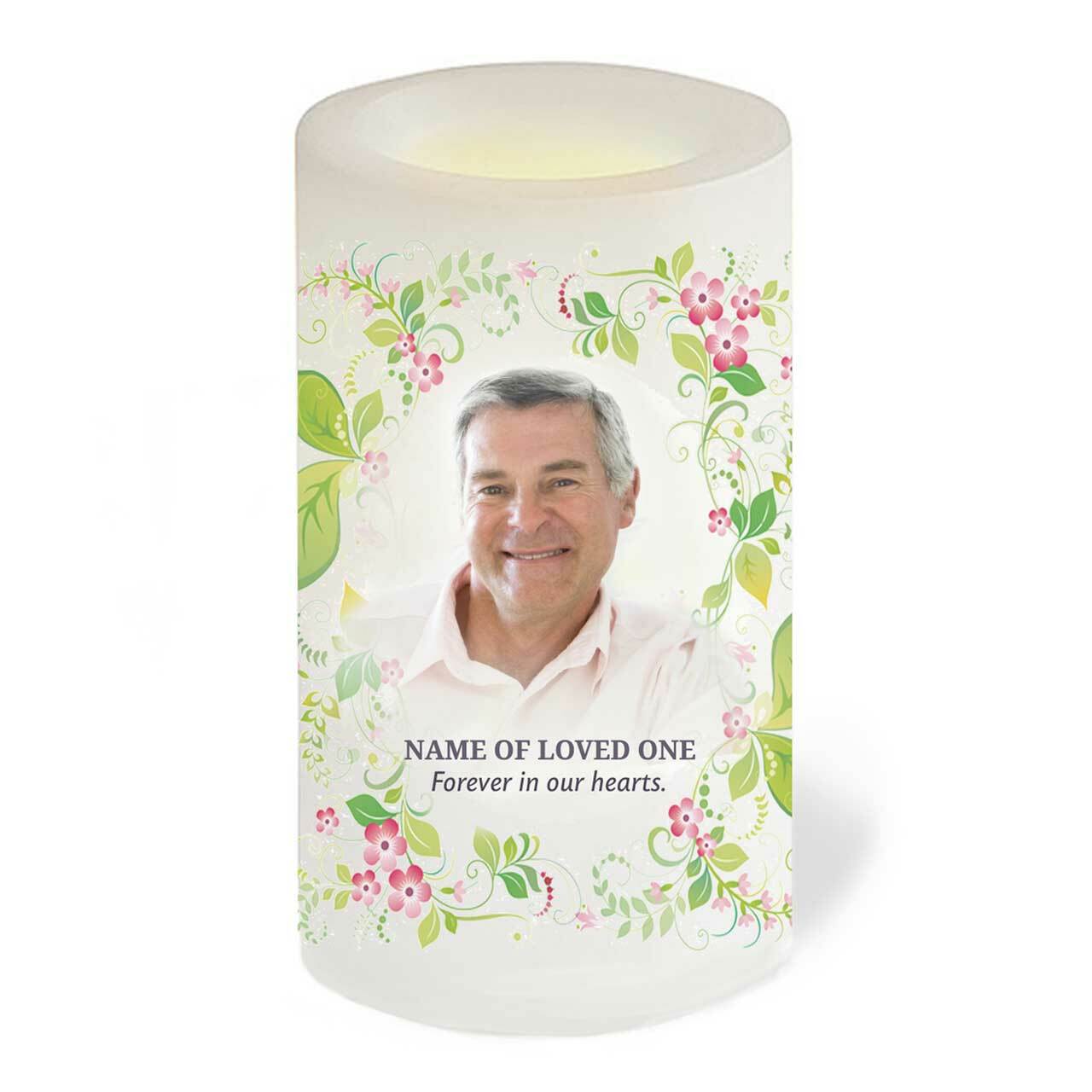 Garden Personalized Flameless Memorial LED Candle.