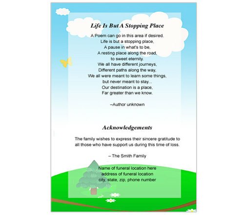 Delight Small Memorial Card Template.