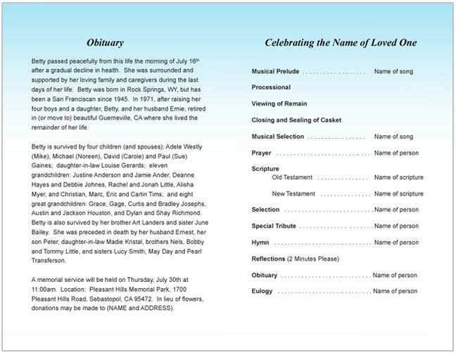 Delight Funeral Program Template.