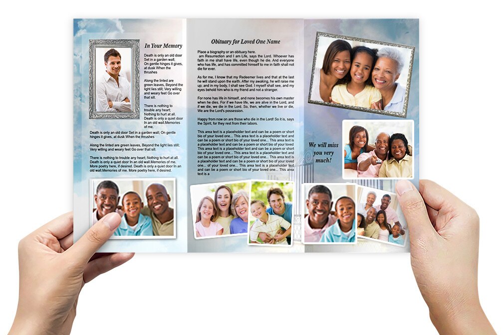 Open Arms Funeral Brochure Tri Fold Template.