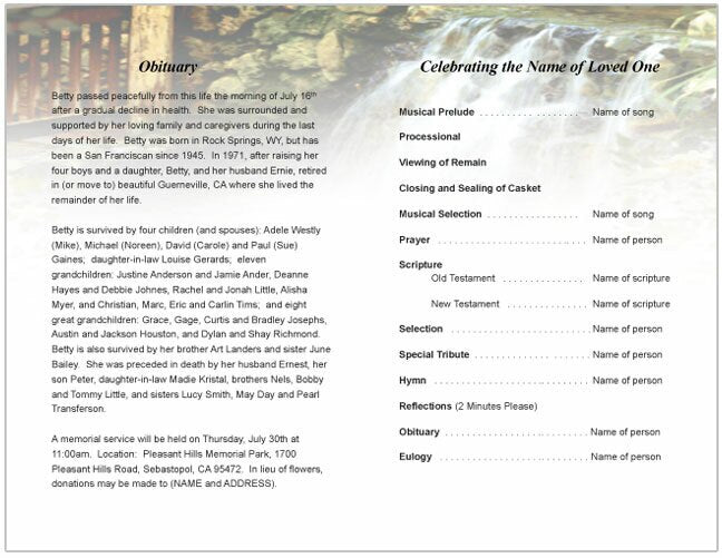 Serene Funeral Program Template.