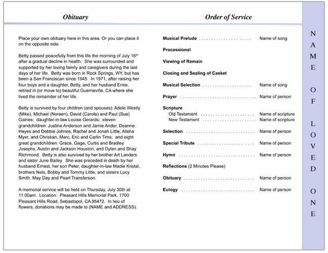 Adoration 4-Sided Graduated Funeral Program Template.