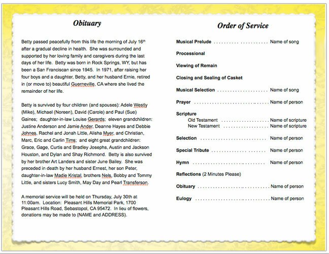 Sunny Funeral Program Template.