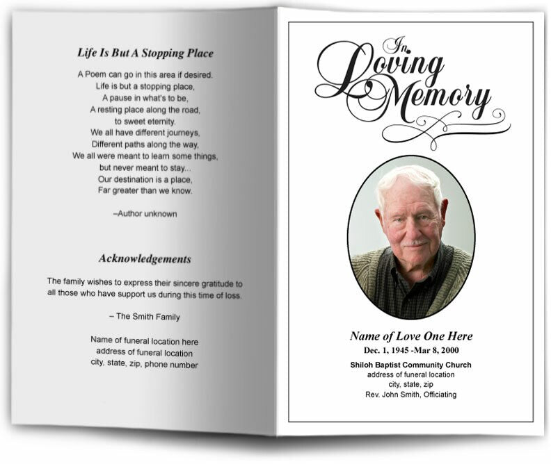 Loving Funeral Program Template.