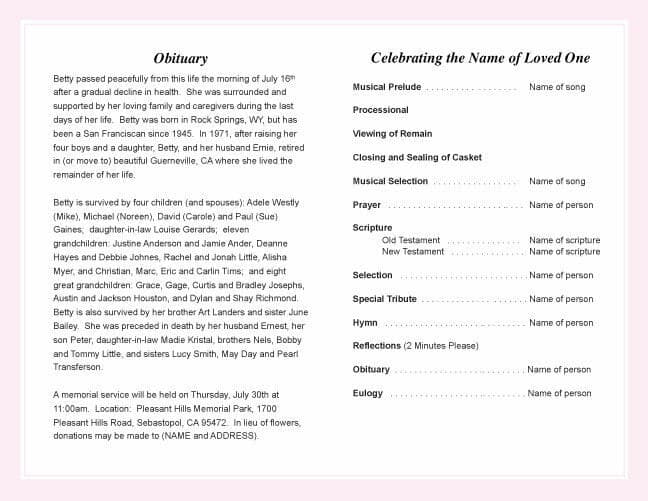 Lovely Funeral Program Template.