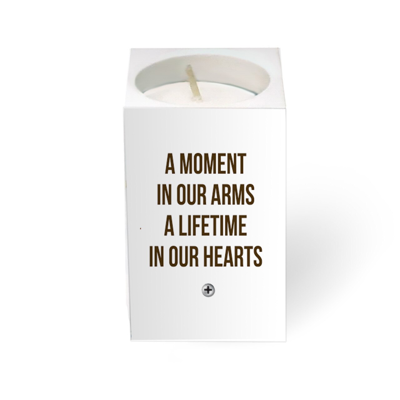 Faux Wood Personalized Mini Memorial Tea Light Holder.