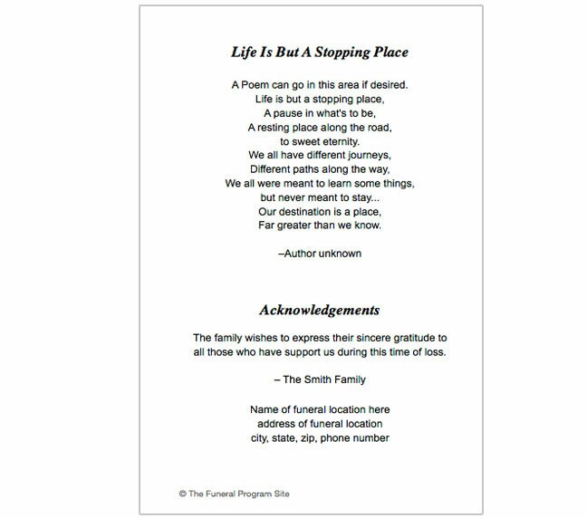Classic 8-Sided Graduated Funeral Program Template.