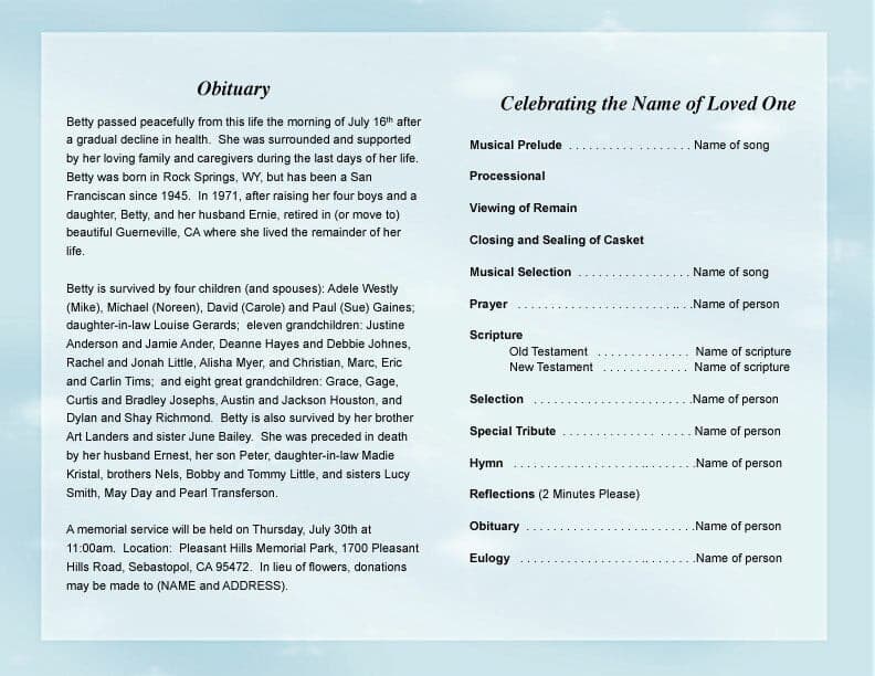 Nurse Funeral Program Template.