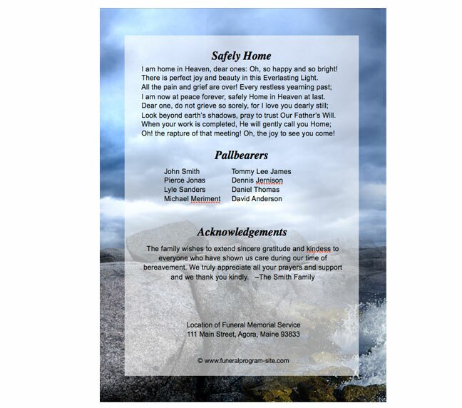 Lighthouse Small Memorial Card Template.