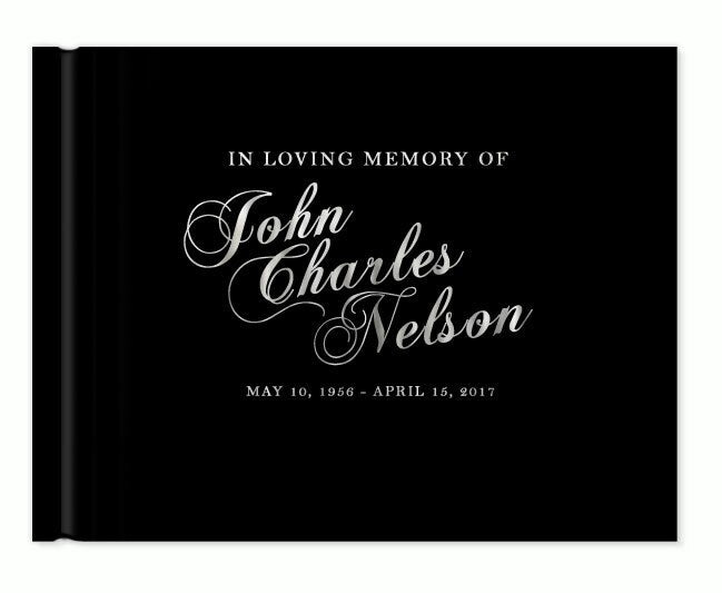Elegant Name Foil Stamped Landscape Funeral Guest Book.