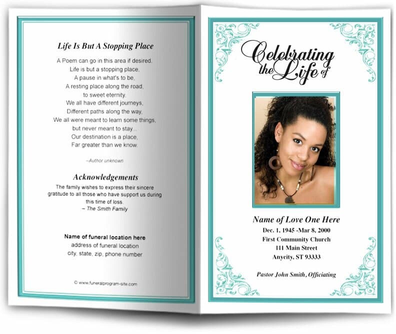 Tribute Funeral Program Template.