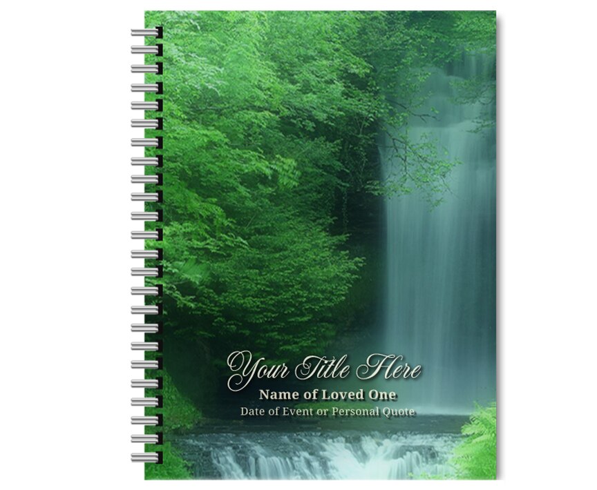 Cascade Spiral Wire Bind Memorial Funeral Guest Book.