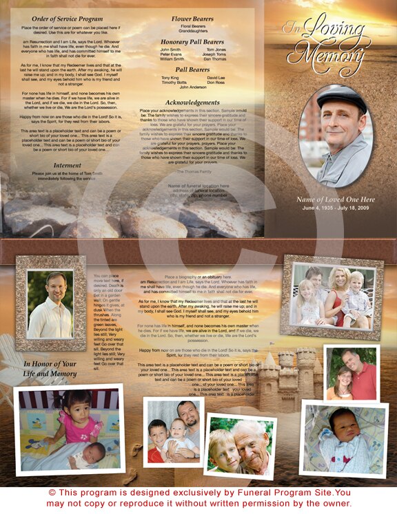 Timeless TriFold Funeral Brochure Template.