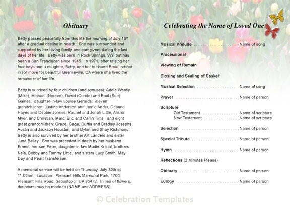 Fields Funeral Program Template.