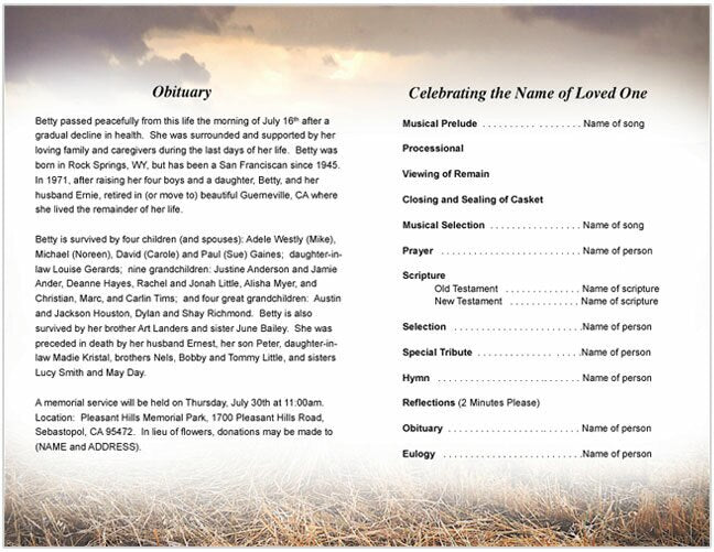 Fruition Funeral Program Template.