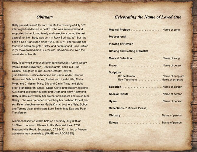 Shepherd Funeral Program Template.