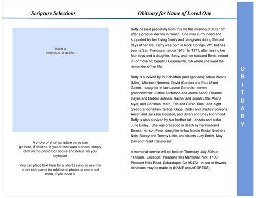 Outdoor 8-Sided Funeral Graduated Program Template.