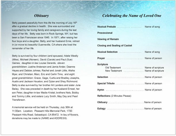 Devotion Funeral Program Template.