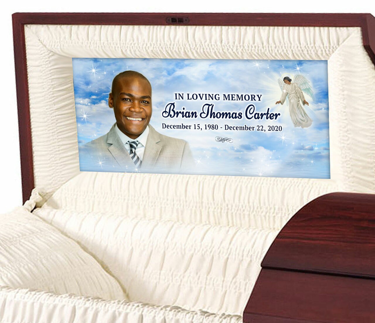 Custom Casket Panel Insert - Angelic Skies Design.