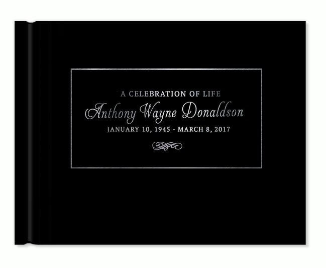 Elegantly Framed Foil Stamped Landscape Funeral Guest Book.