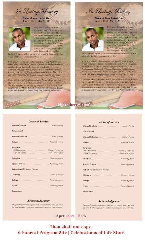 Baseball Funeral Flyer Template.
