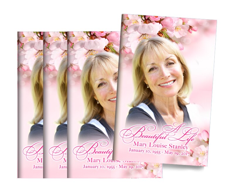 Soft Florals Bifold Funeral Program Design & Print (Pack of 50).