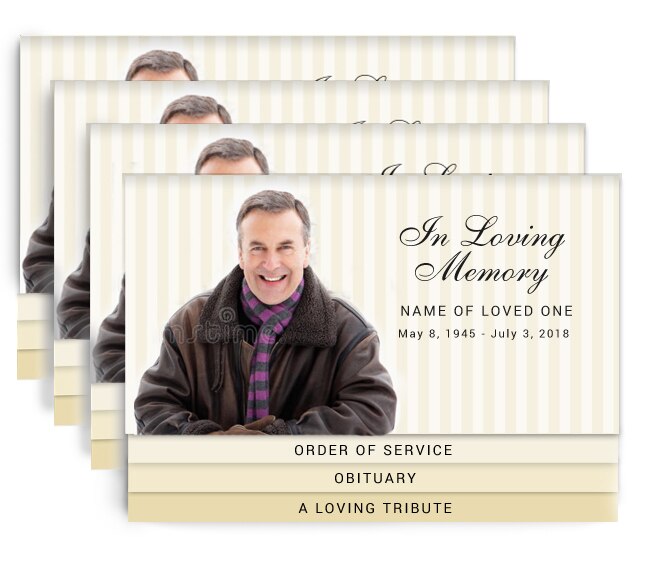 Stripes 8-Sided Graduated Bottom Funeral Program Design & Print (Pack 50).