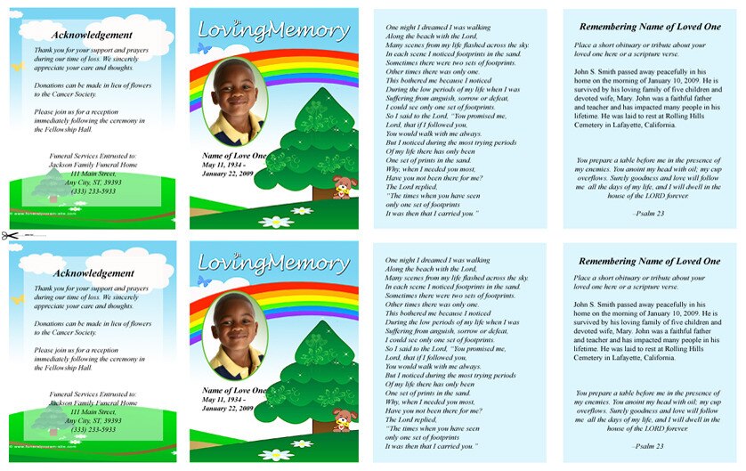 Delight Small Memorial Card Template.