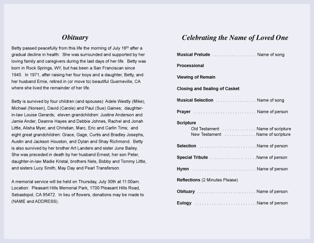 Awakening Letter Single Fold Program Template.