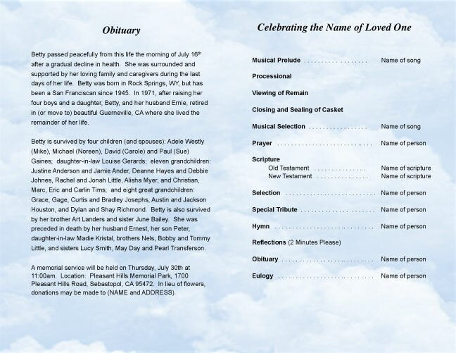 Seascape Funeral Program Template.