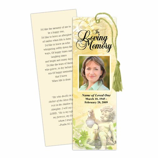 Cherub Memorial Bookmark Template.