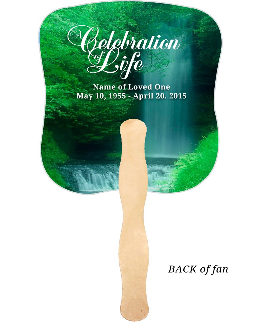 Cascade Cardstock Memorial Fan With Wooden Handle (Pack of 10).