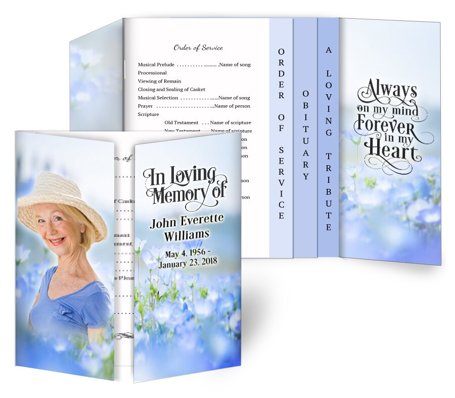 Lavender Gatefold-Graduated Combo Funeral Program Design & Print (Pack of 50).