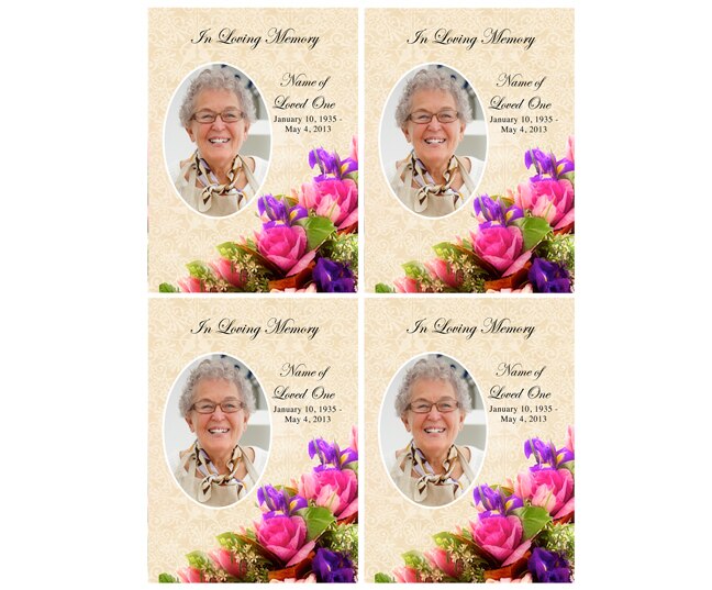 Golden Small Memorial Card Template.