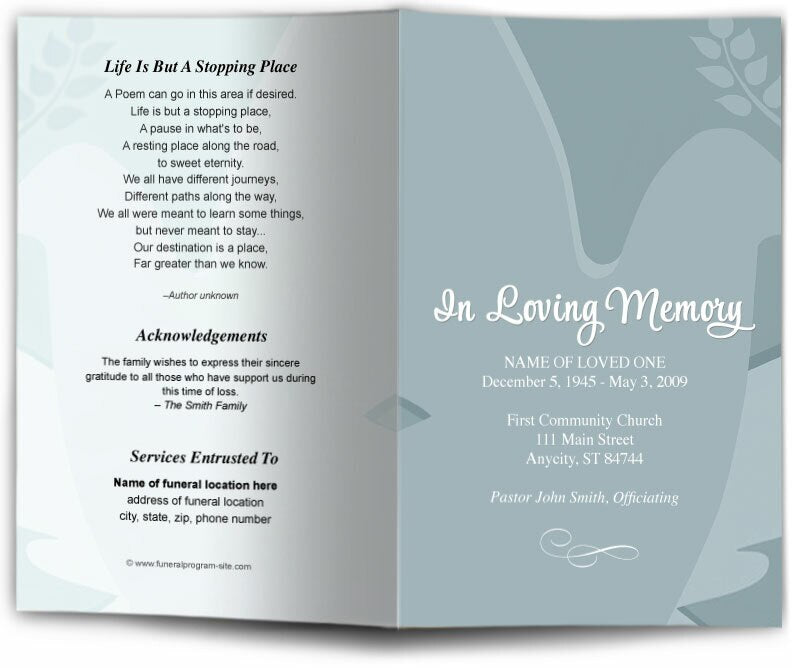 Dove Funeral Program Template.