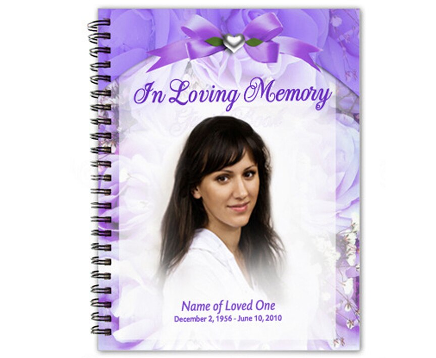 Amethyst Spiral Wire Bind Memorial Guest Registry Book.