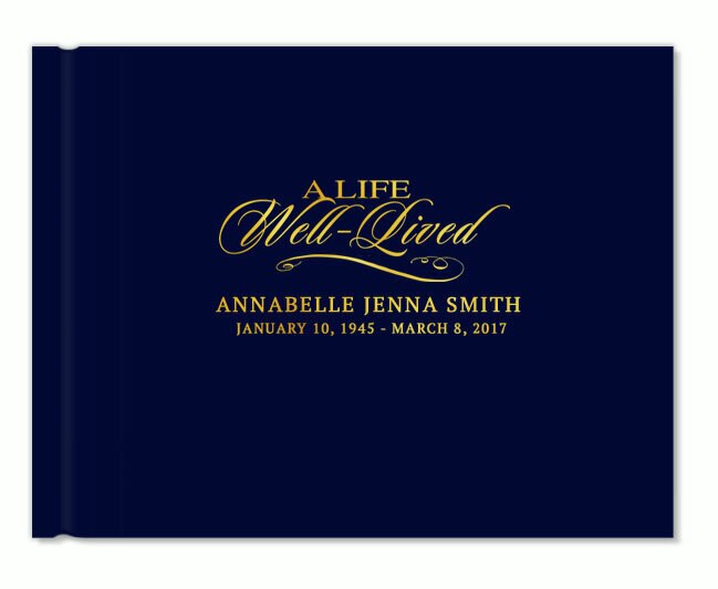 A Life Well Lived Foil Stamped Landscape Funeral Guest Book.