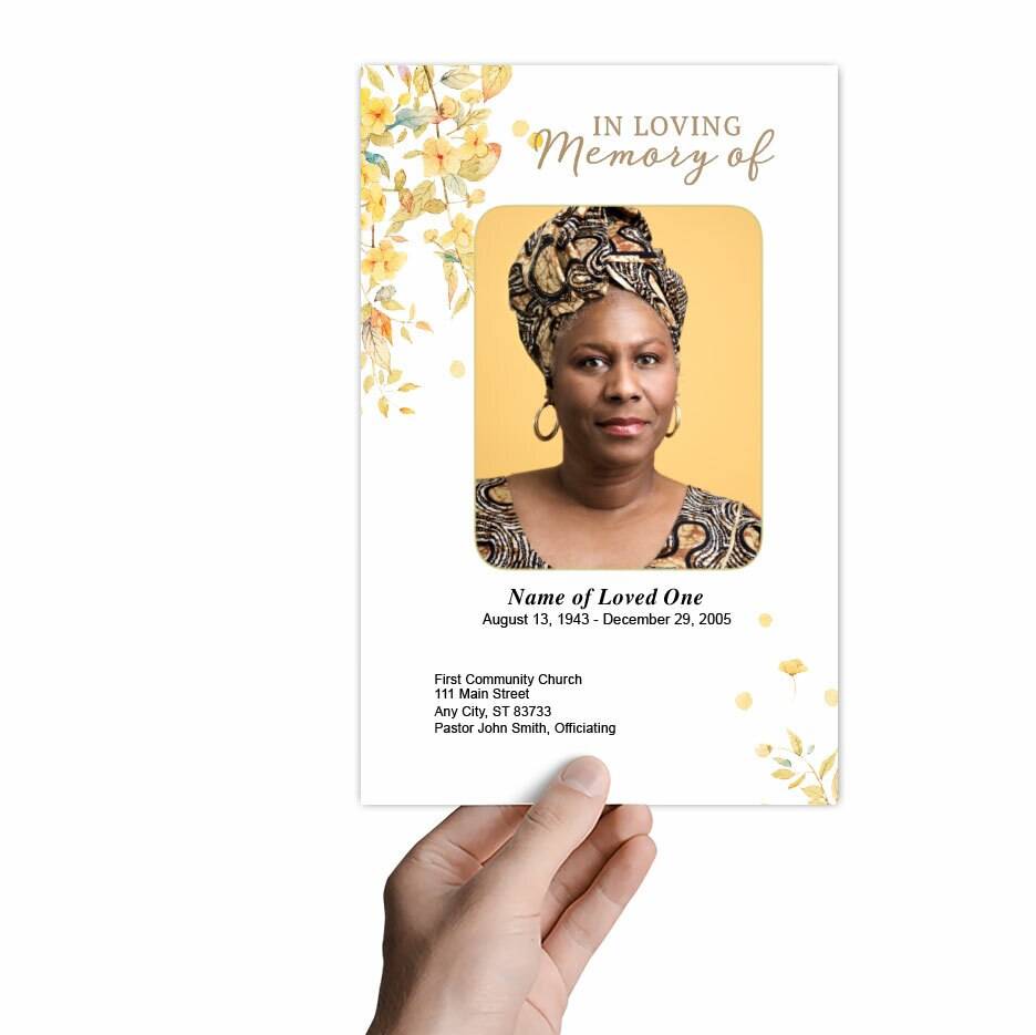 Linen Watercolor Funeral Program Template.