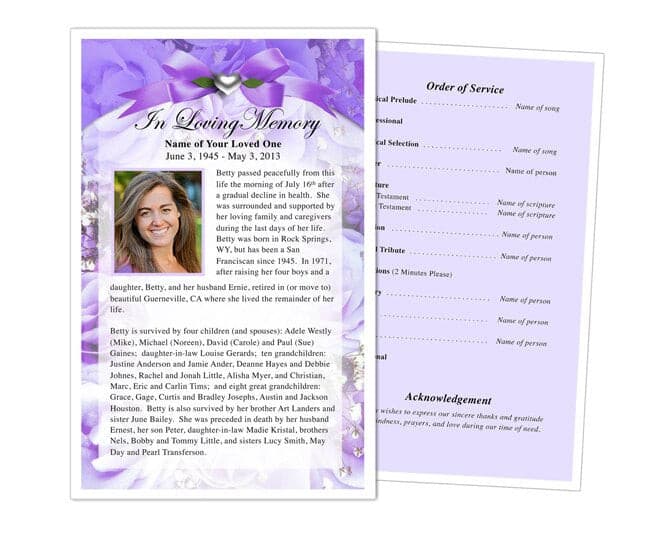 Amethyst Funeral Flyer Template.