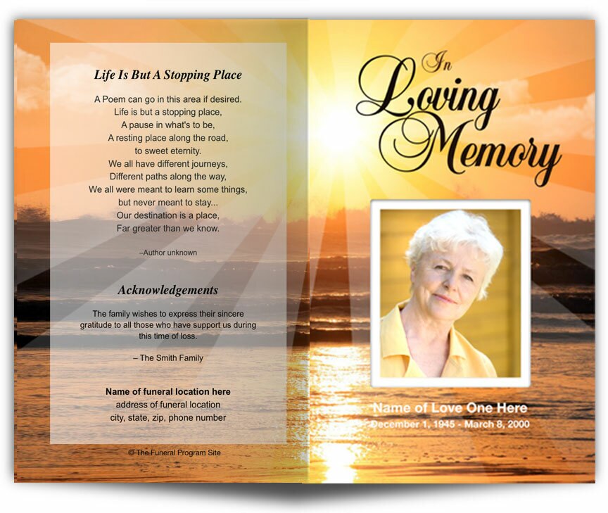 Sunrise Funeral Program Template.
