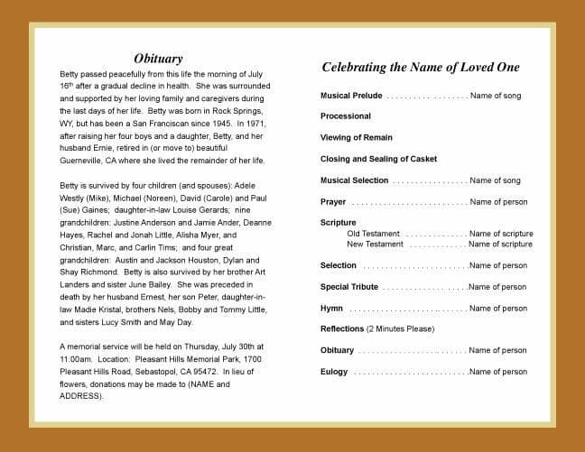 Genesis Funeral Program Template.