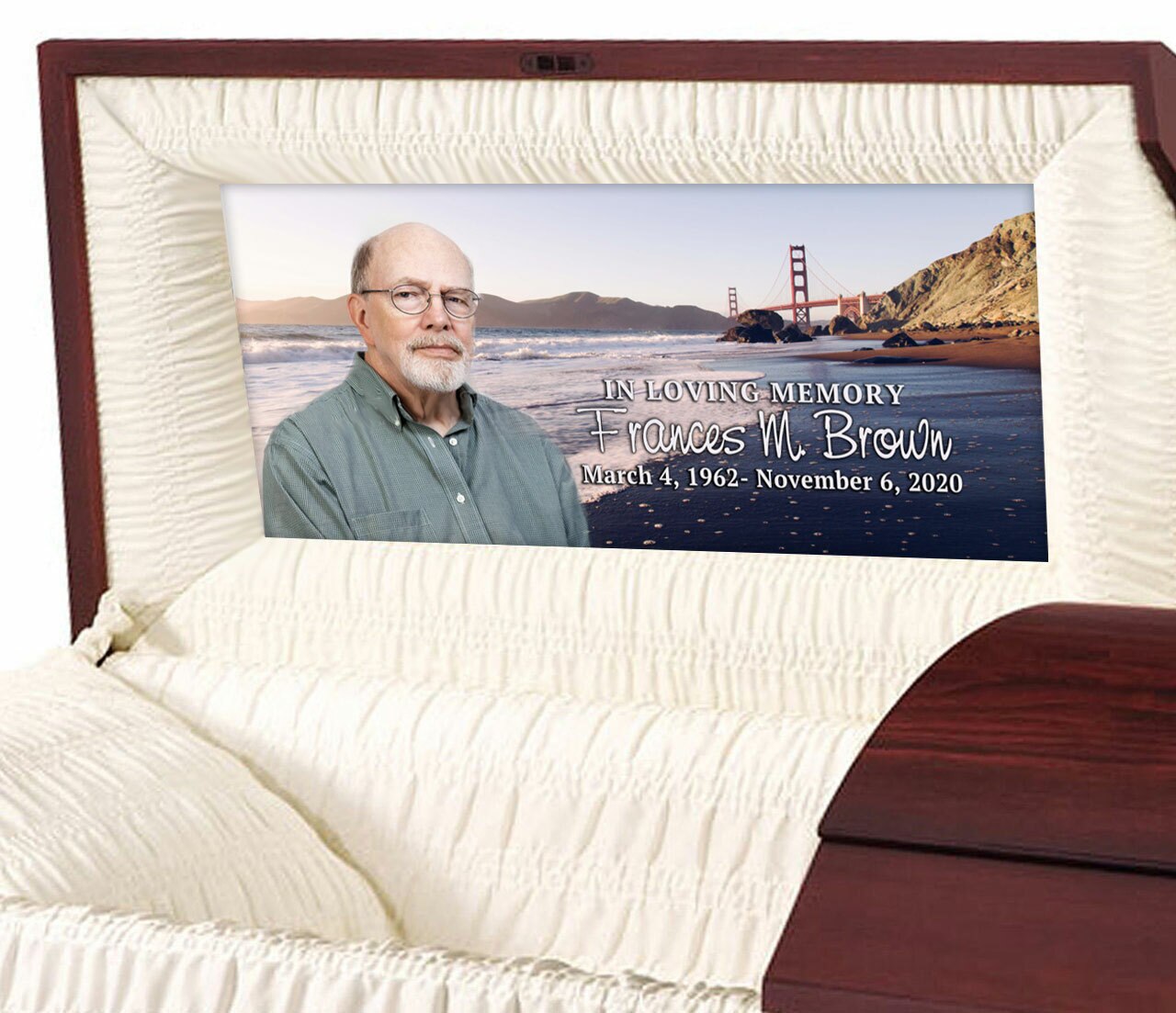 Custom Casket Panel Insert - San Francisco Design.