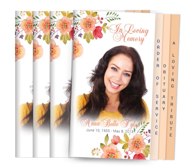 Tangerine 8-Sided Graduated Funeral Program Design & Print (Pack 50).
