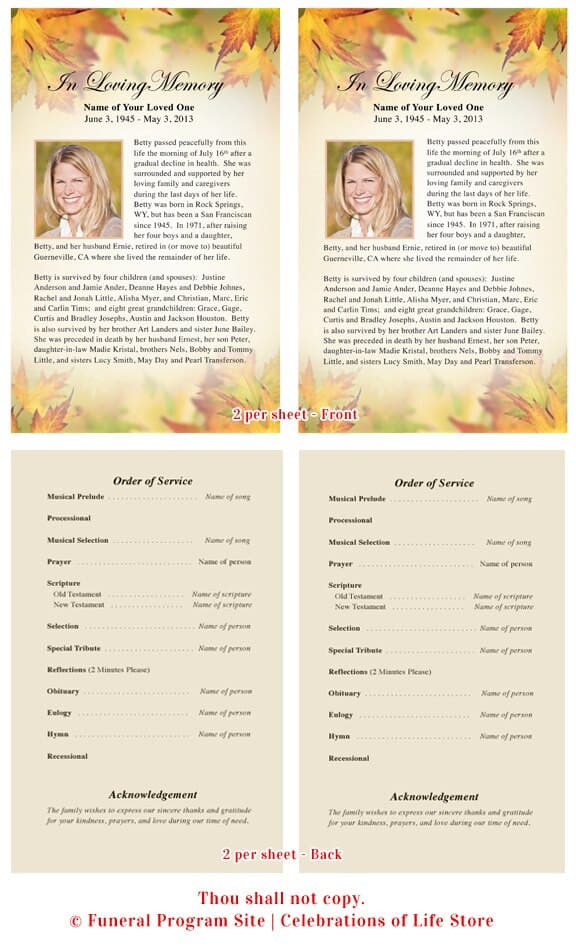 Autumn Funeral Flyer Template.