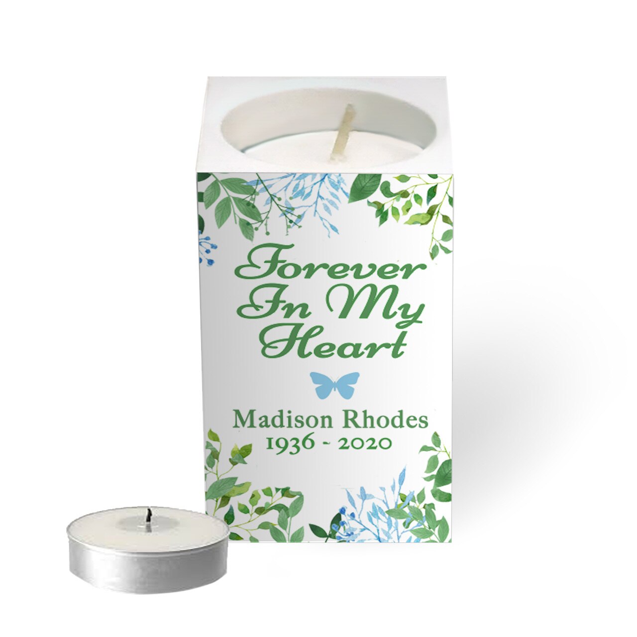 Gardens Personalized Mini Memorial Tea Light Candle Holder.