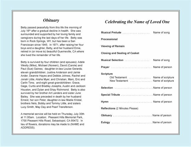 Embrace Funeral Program Template.