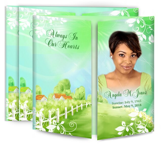 Country Cottage Gatefold Funeral Program Design & Print (Pack of 50).
