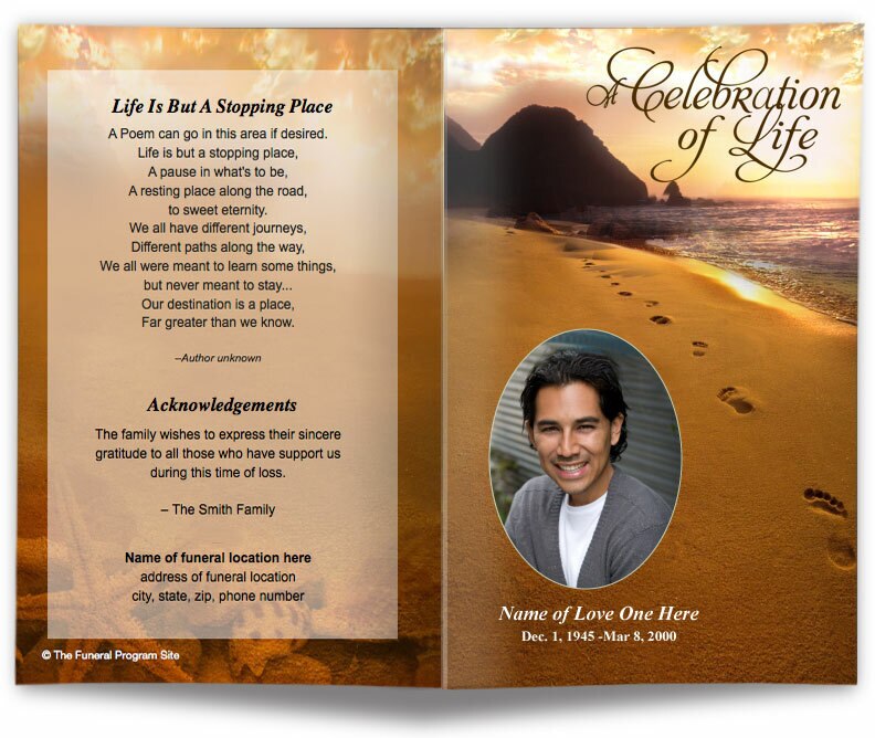 Footprints Funeral Program Template.
