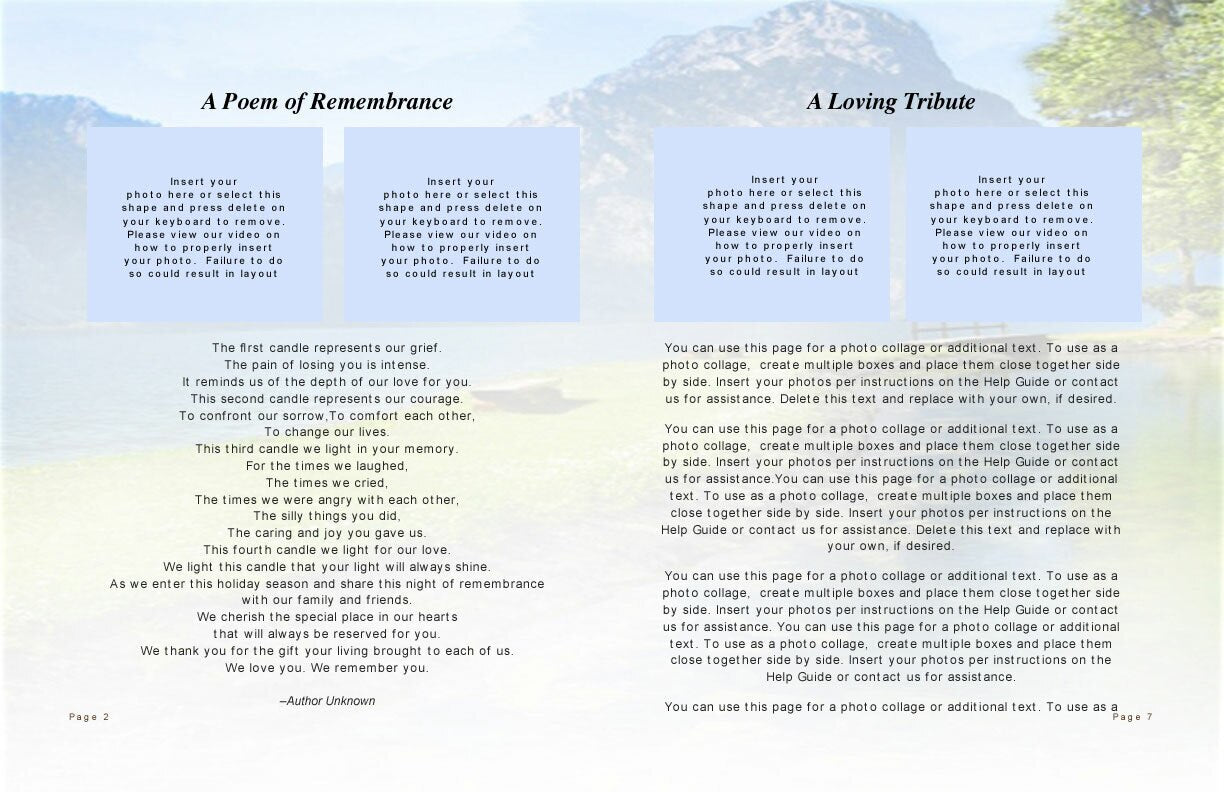 Reflection Funeral Booklet Template.