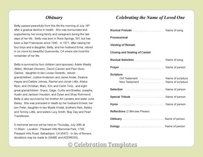 Christie Letter Single Fold Program Template.